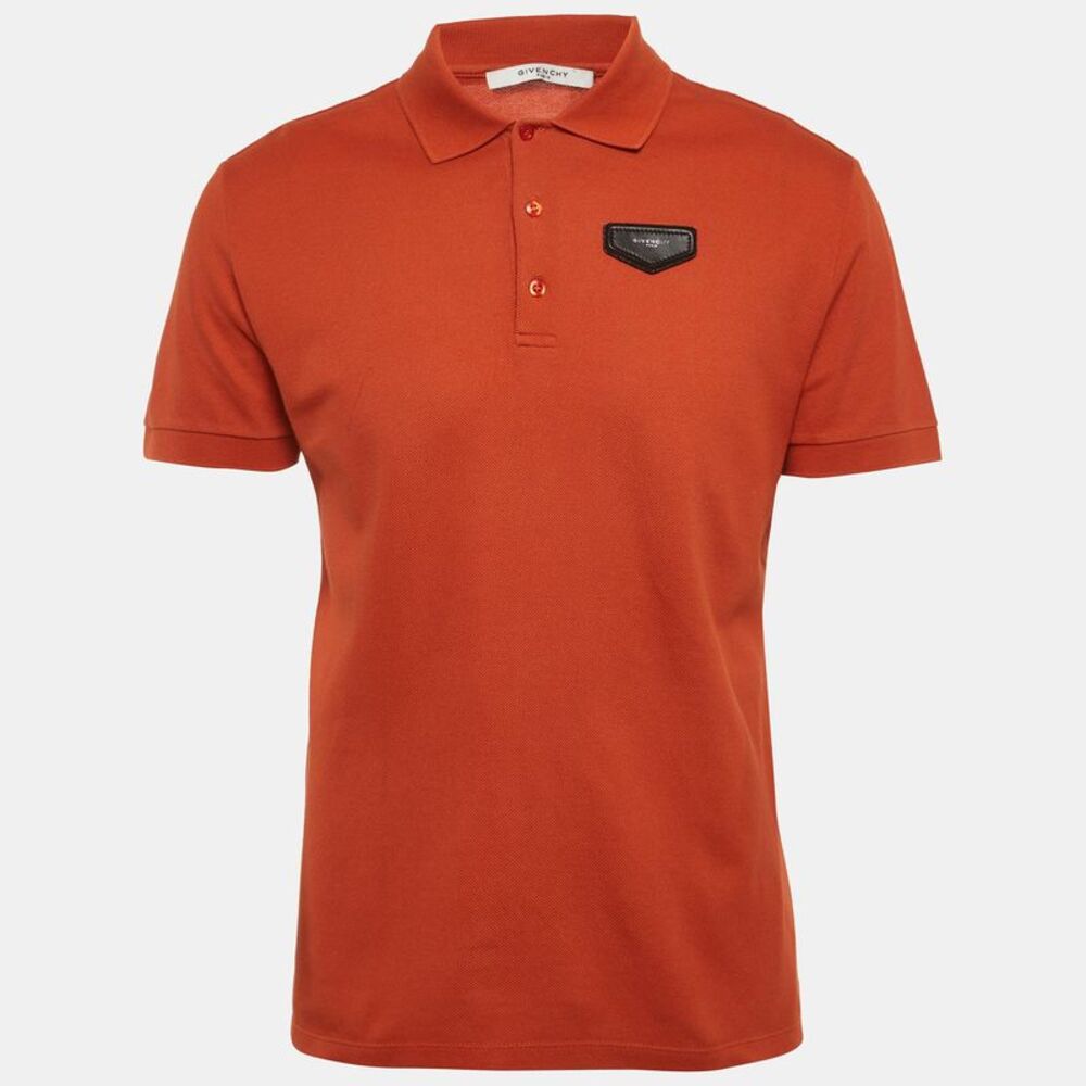 Givenchy Brown Logo Patch Pique Polo T-Shirt L